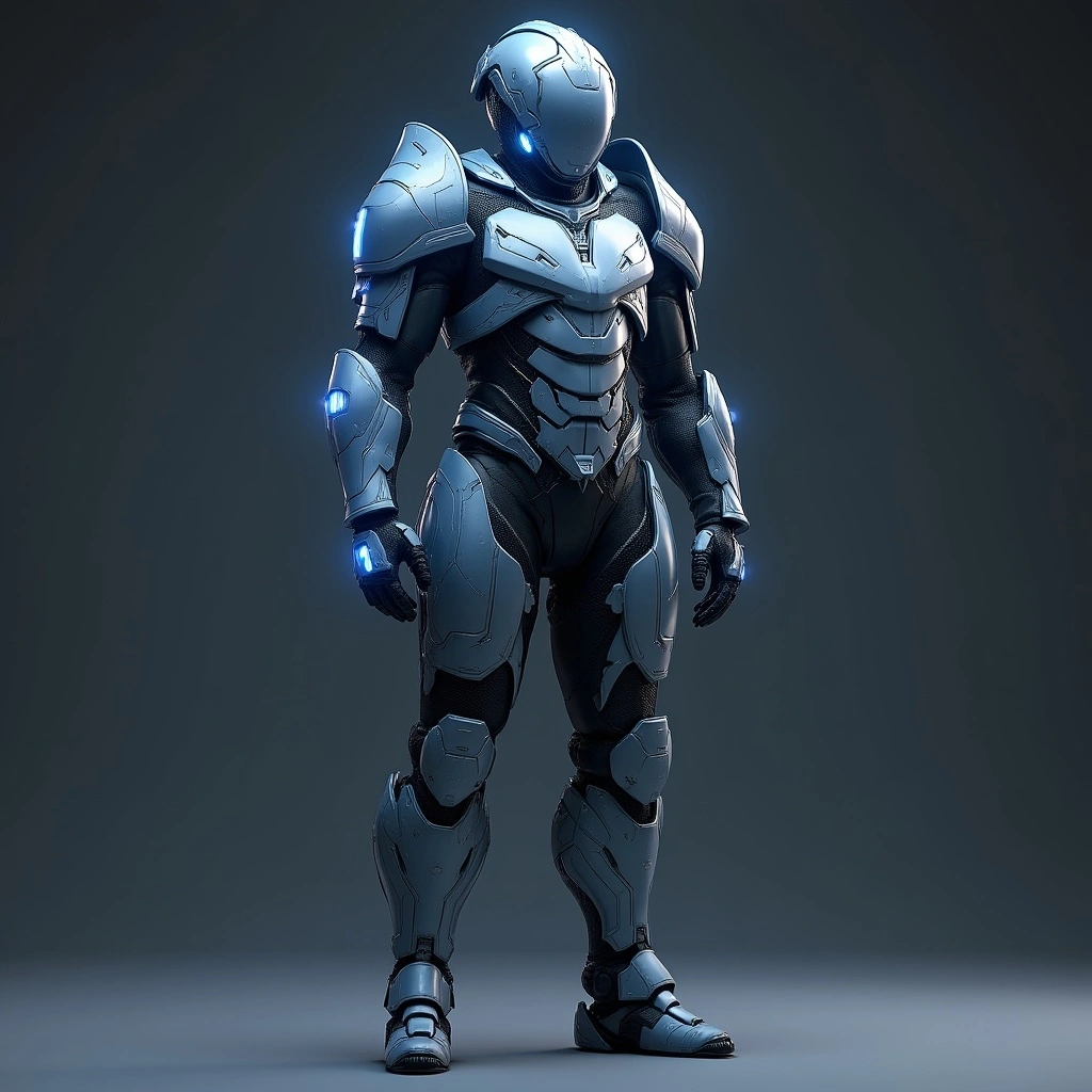 Armored Blue hue Futuristic Suit