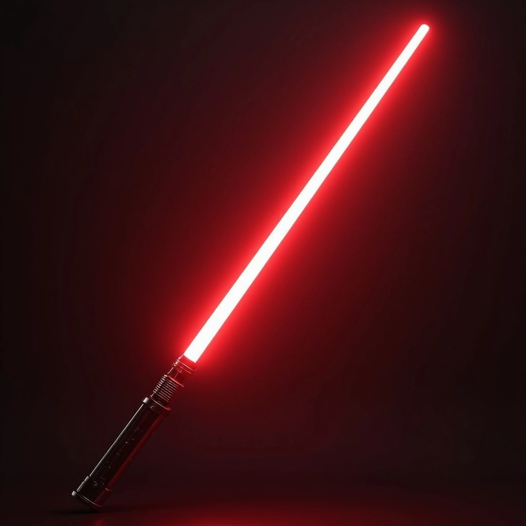 A double-bladed red lightsaber, emblematic of her dark side affiliation.