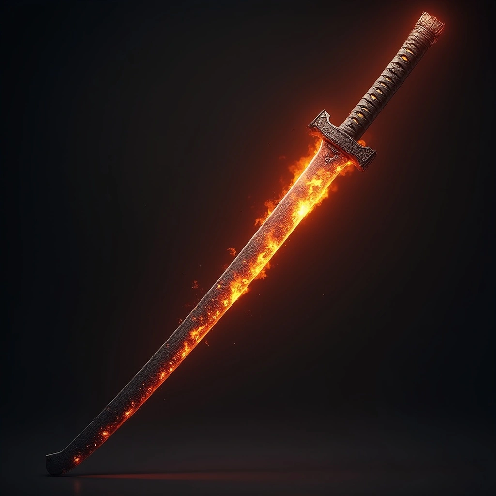 Finely crafted katana that burns with the power of hellfire.