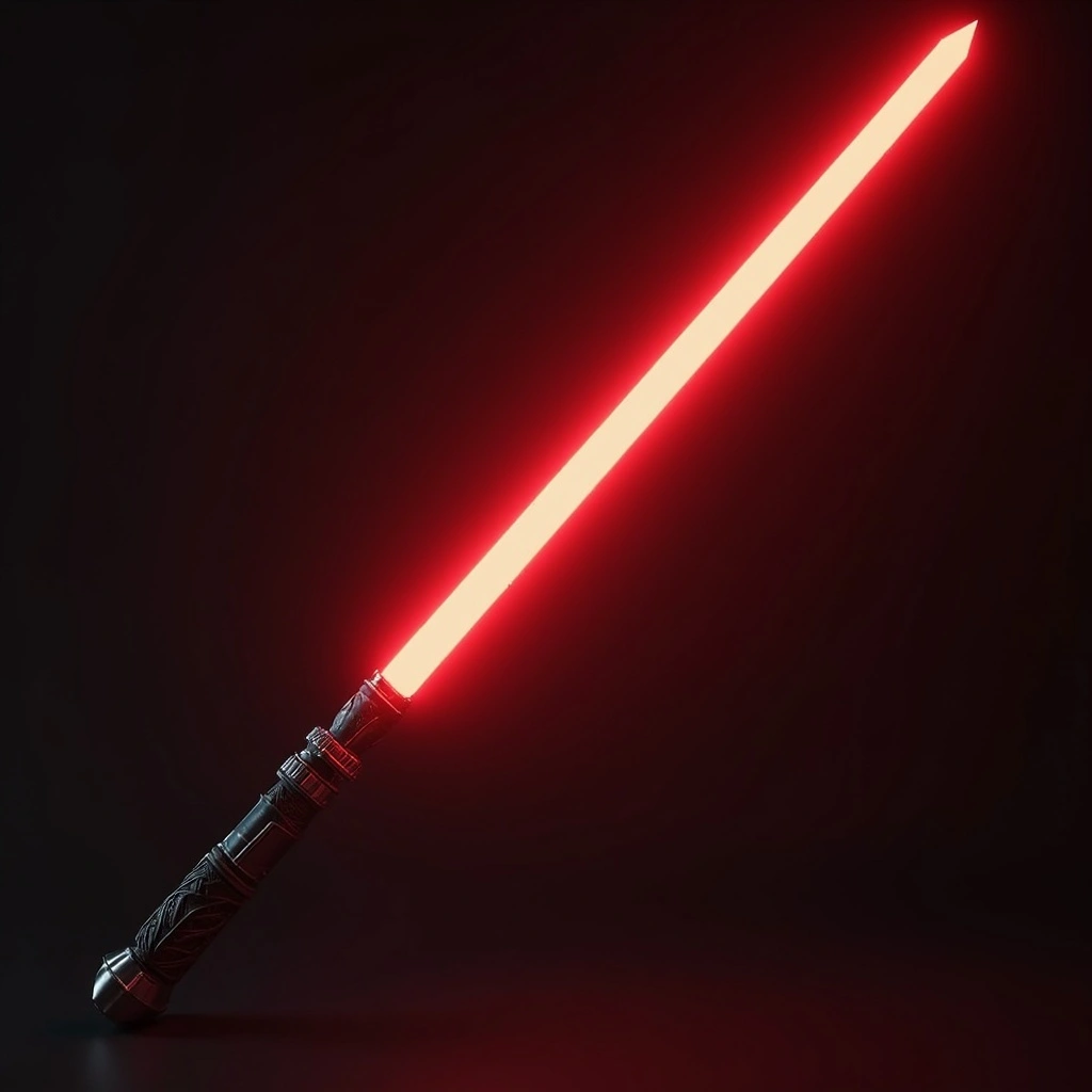A red-bladed lightsaber, a symbol of his allegiance to the dark side.