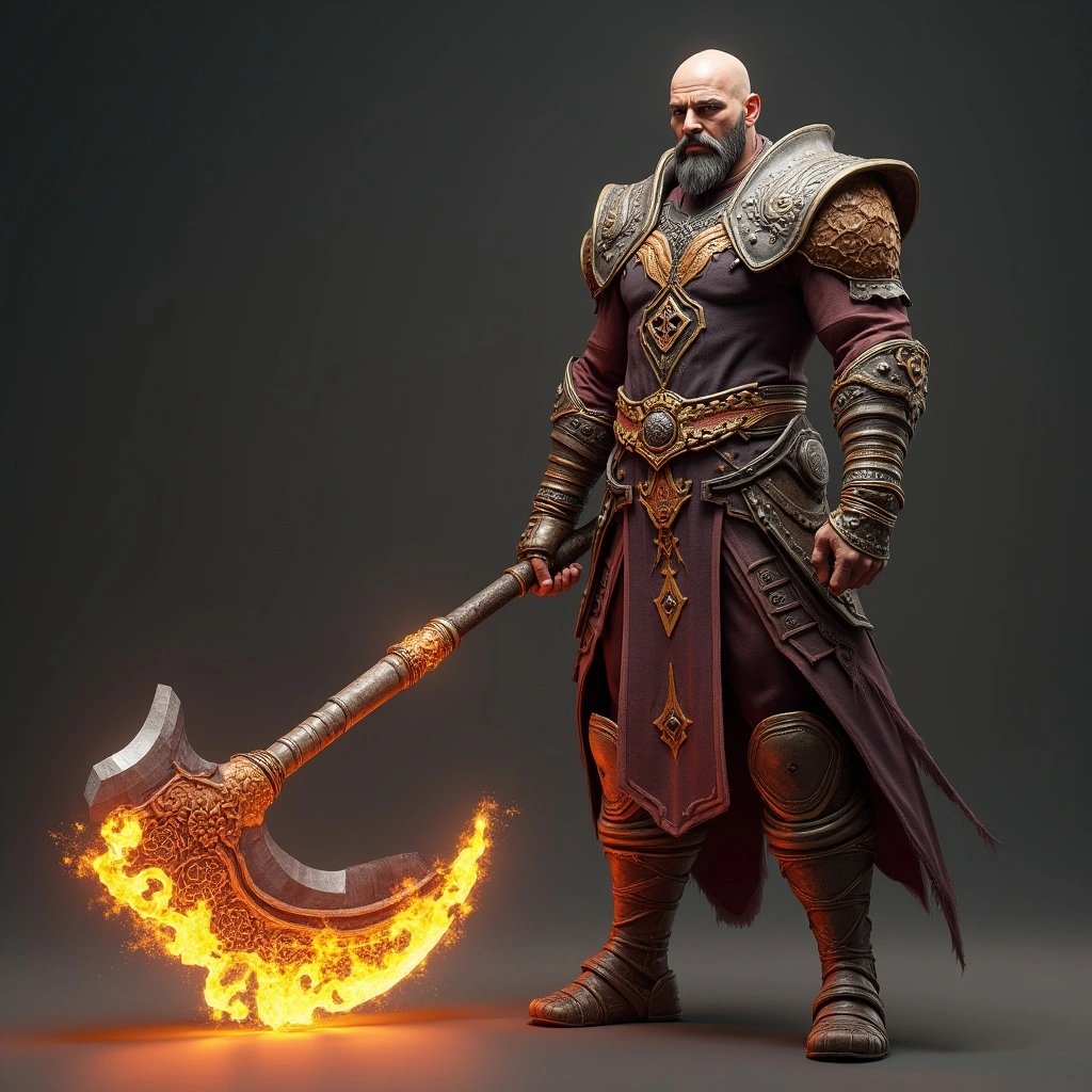 Diluc wields a heavy claymore forged from special materials that enhance his Pyro abilities.