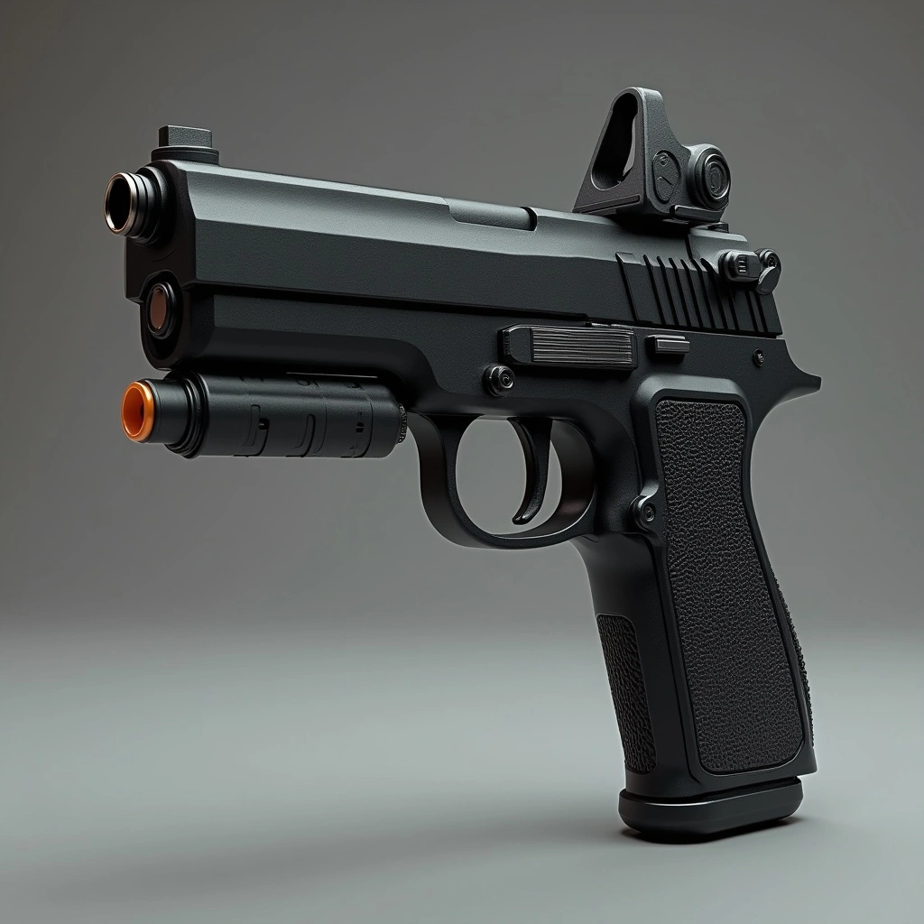 Standard issue tranquilizer pistol used for non-lethal immobilization of rampaging dinosaurs.